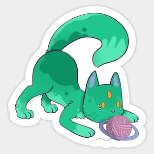 Space Cat - Alien Green Sticker